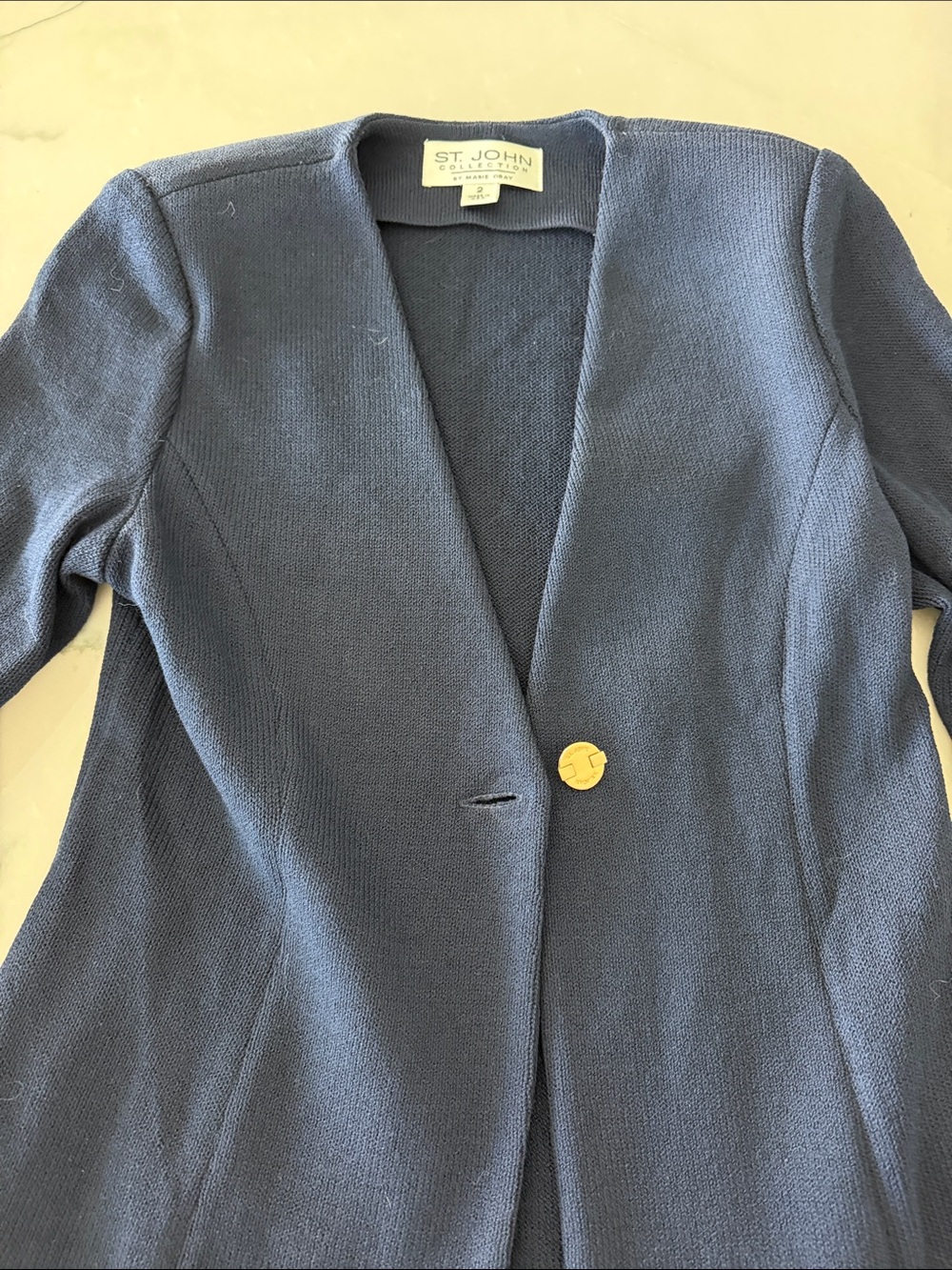 St. John Collection Navy Knit One-Button Blazer